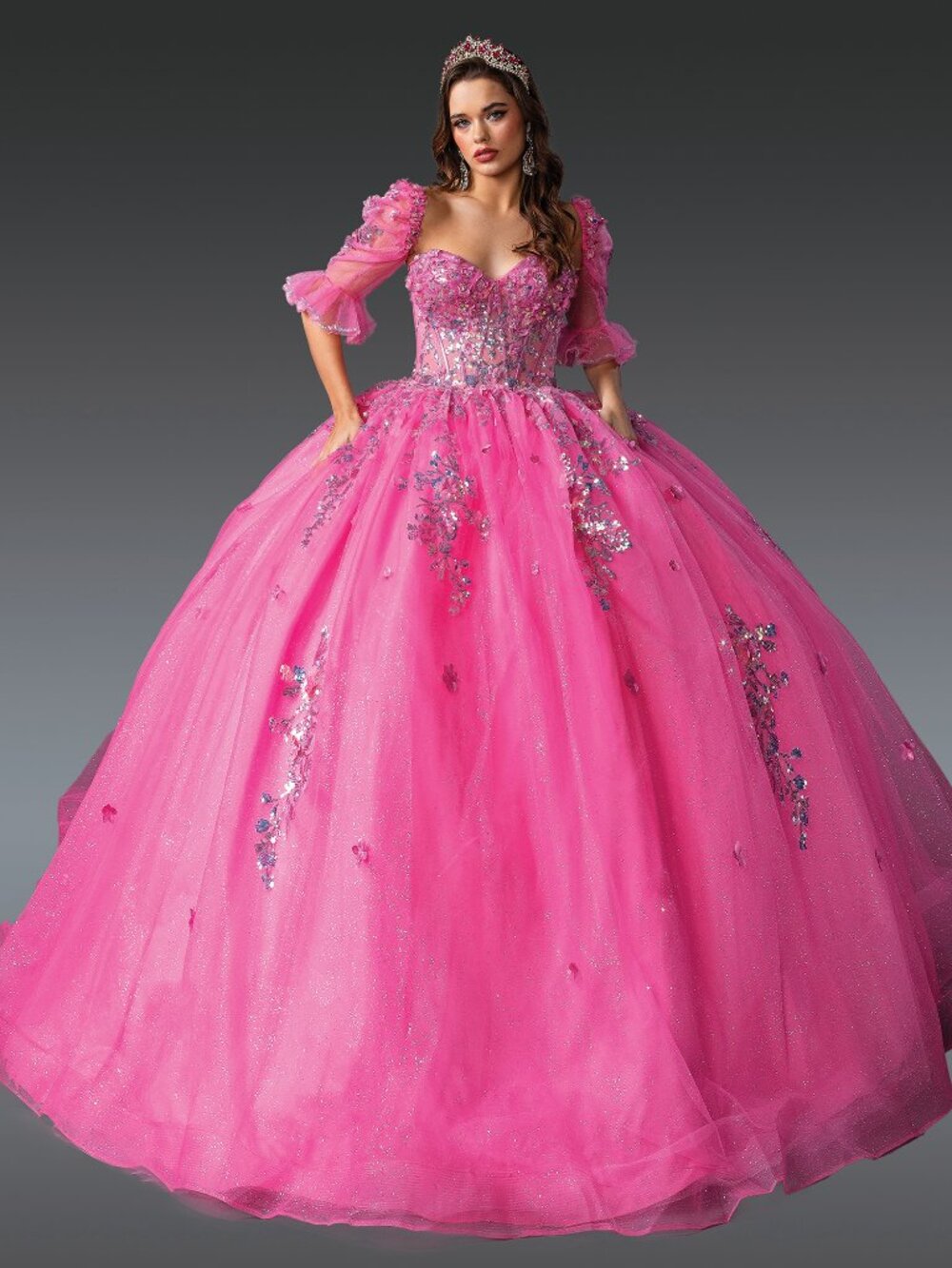 NEW ROSE PINK Embroidered Strapless Quinceanera Ball Gown Floor Length 1995
